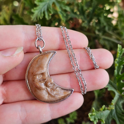 Hand sculpted necklace- Old Man Moon