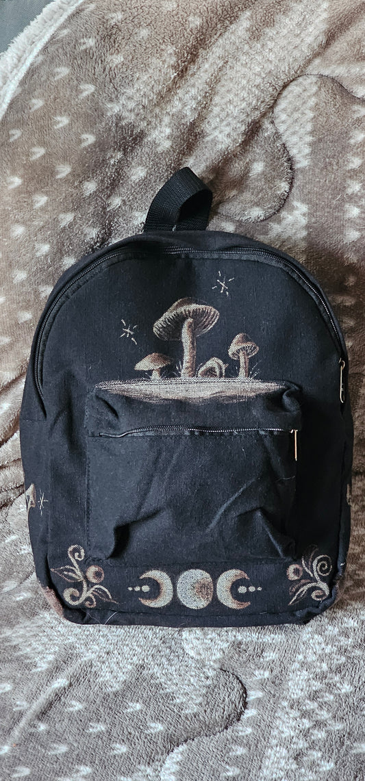 Bleach painted backpack/ Mushrooms