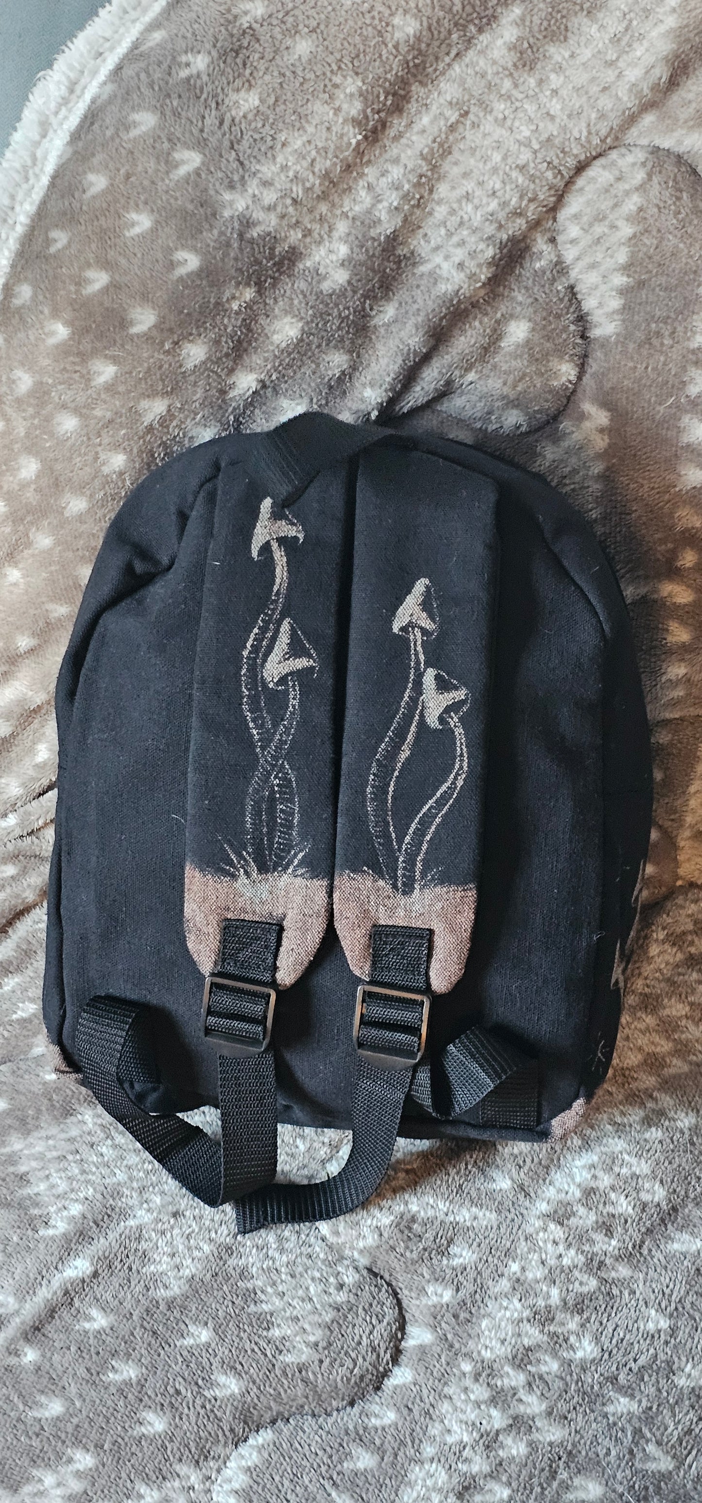 Bleach painted backpack/ Mushrooms