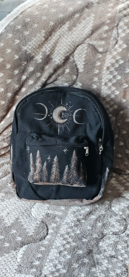 Bleach painted backpack/ winter forest vibe