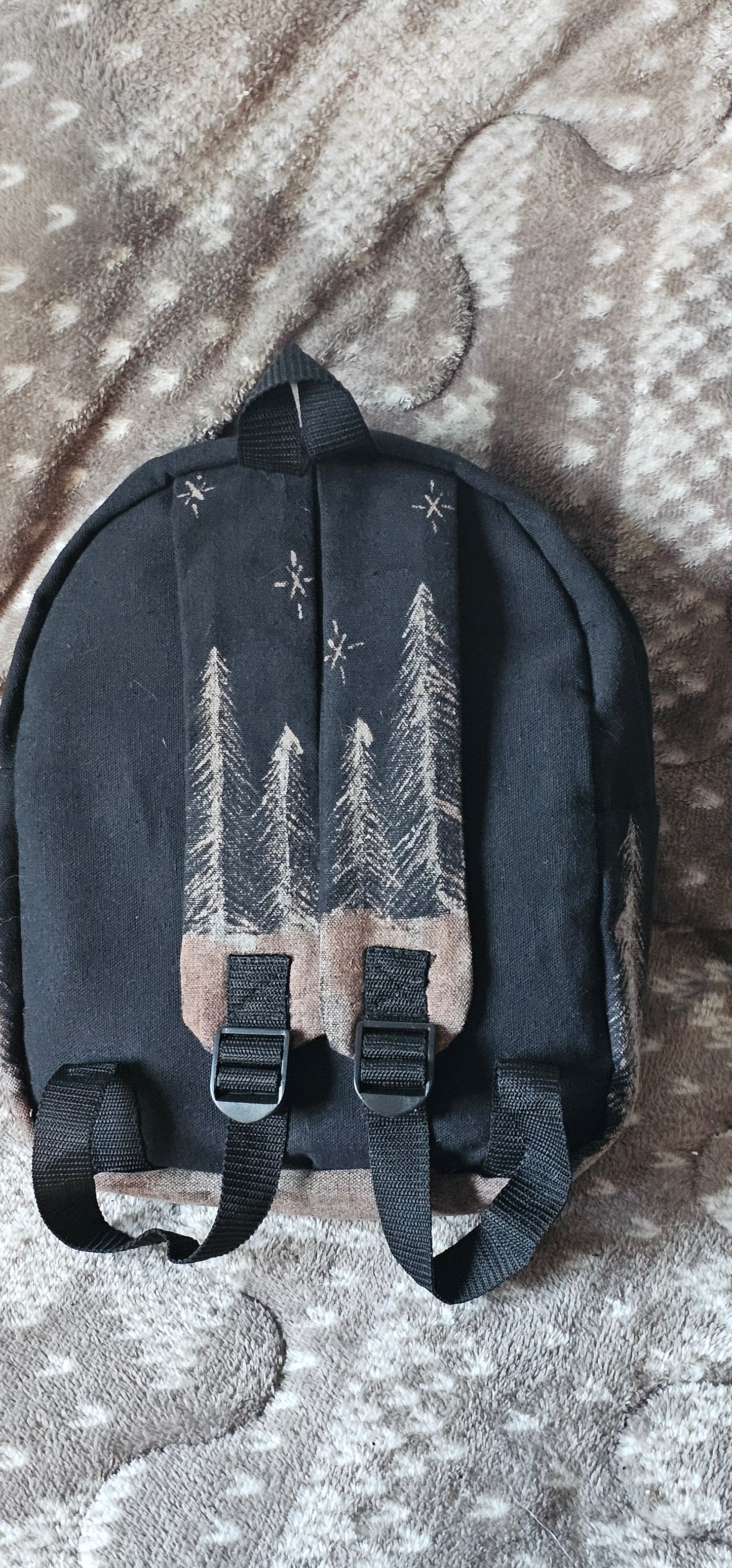 Bleach painted backpack/ winter forest vibe