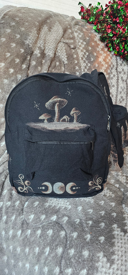 Bleach painted backpack/ Mushrooms