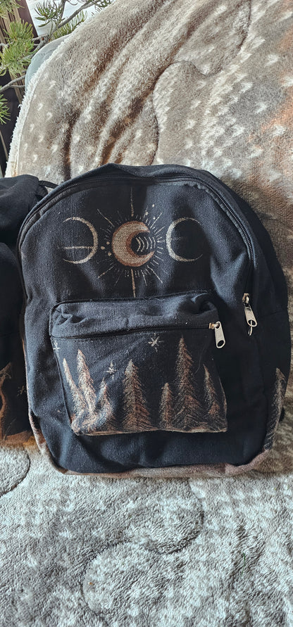 Bleach painted backpack/ winter forest vibe