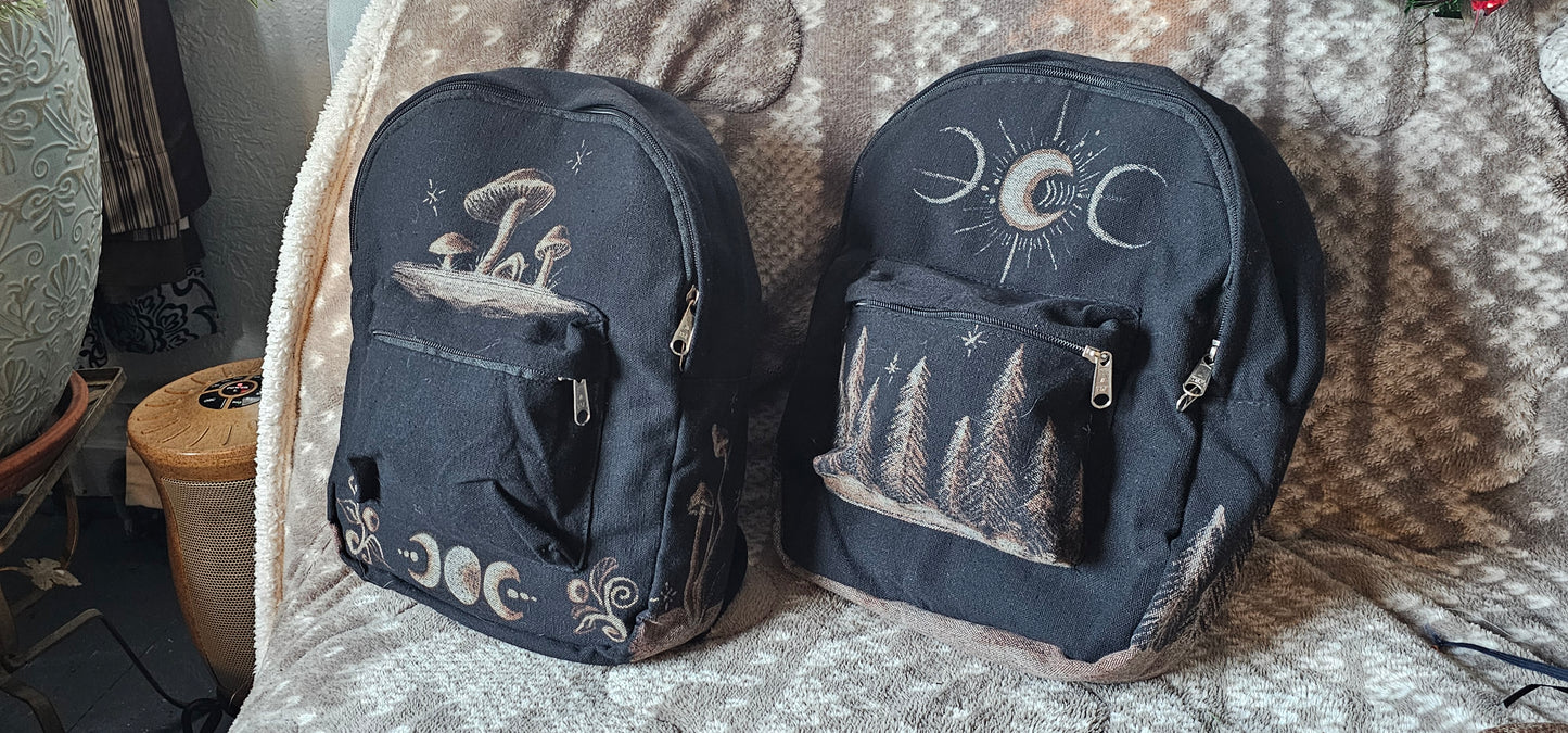 Bleach painted backpack/ winter forest vibe