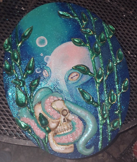 Octopus Skull Pop Art, Bas Relief